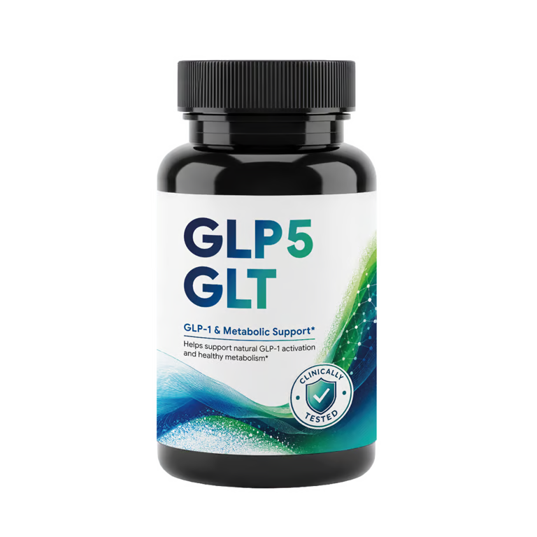 GLP5 GLT bottle labeled GLP-1 and metabolic support